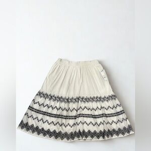 Women's Cream Skirt with Black Embroidered Border